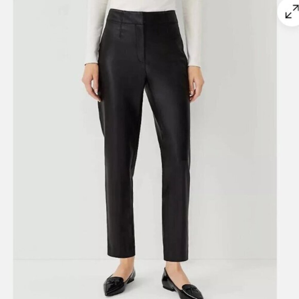Ann Taylor Black Faux Leather Audrey Curvy Fit Pants Size 4